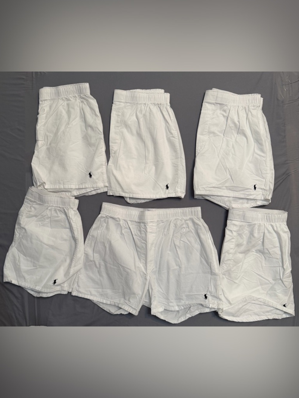 Ralph Lauren Size M White Cotton Boxer Shorts with Black Polo Logo